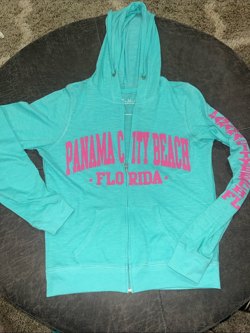 Panama City Beach Florida Teal Zip-Up Hoodie